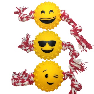 Kit 03 Brinquedos Bolinha Cravinho Emoji com Corda 100% algodão Mordedores Cachorro Pet