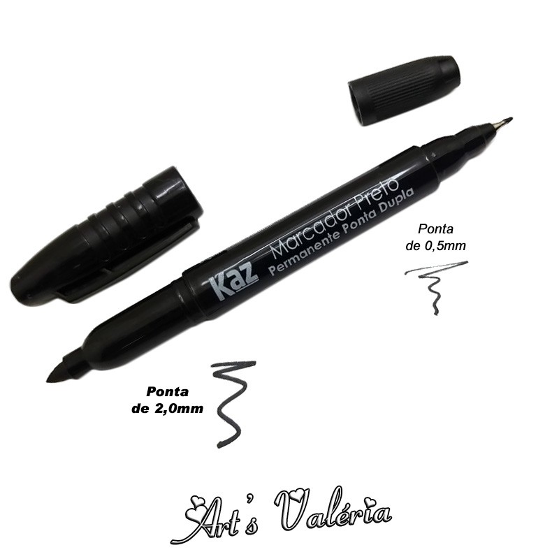 筆記具 Kaz Pincel Marcador Permanente KAZ Ponta Dupla Preto - KZ946PT