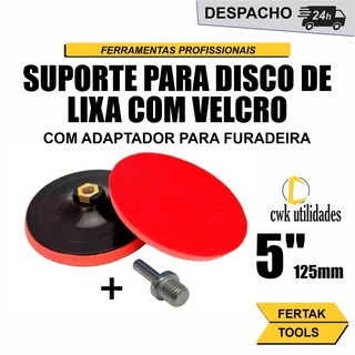 Base Suporte De Disco De Lixa Com Velcro 125mm X M14 Multiuso (Esmerilhadeira e Furadeira)