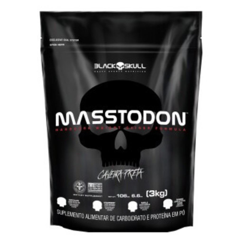 Hipercalórico Massa Masstodon 3kg Pote / Refil - Black Skull Original