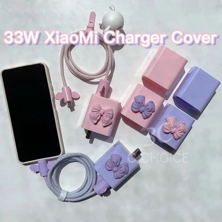 [Escolha De Valor] Protetor De Carregador 5 Em 1 Para XIAOMI 33W 10/Redmi K30 Pro 10x 11 Youth Cute DIY PINK BOW Capa De