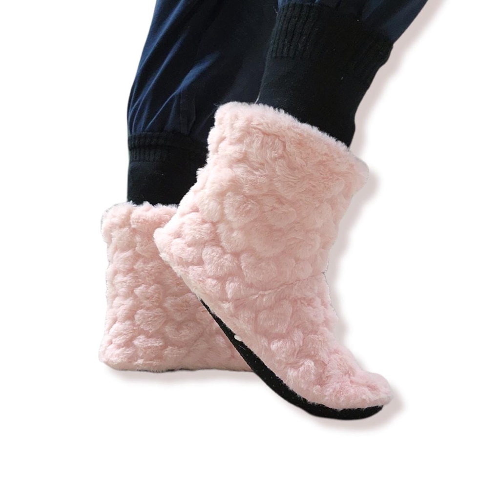 Pantufa Bota Feminina Pelinho Plush Lisa Confortável Quente