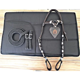 Kit Para Cavalo Égua Mula Com Cabeçada de Couro Legítimo + Manta Mangalarga + Rédea de Corda Chata Para Cavalgada Promoção