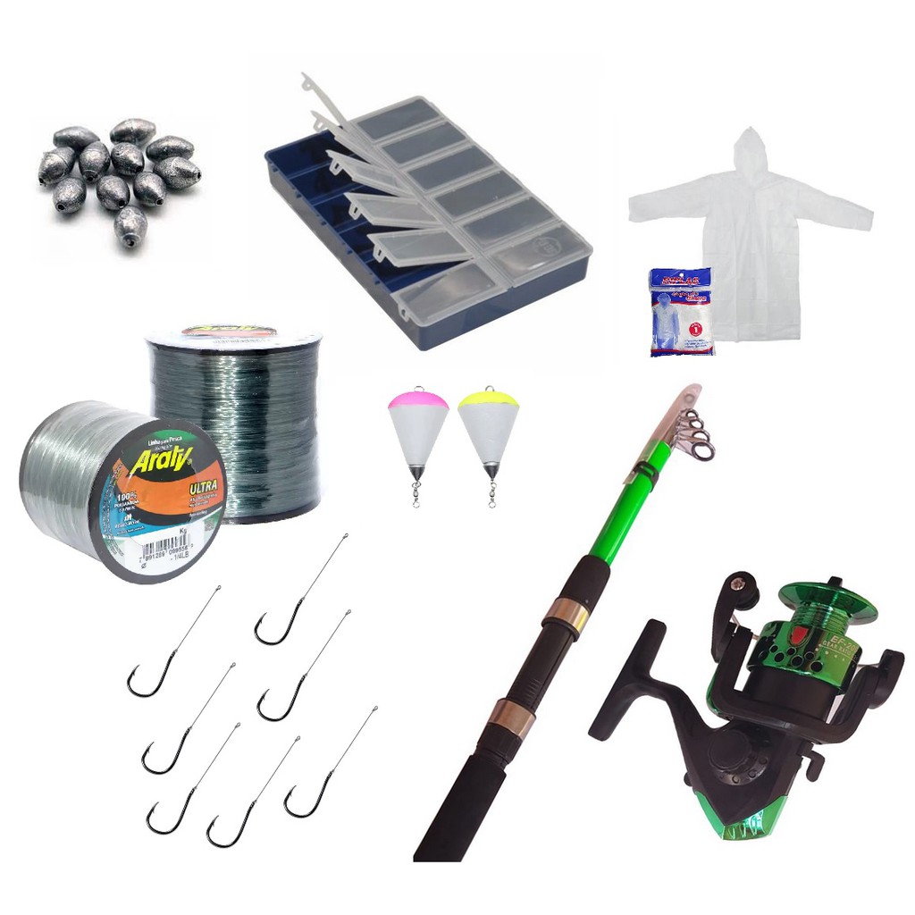 KIT de Pesca 26 Peças + Brinde - Pronto para Pescar!