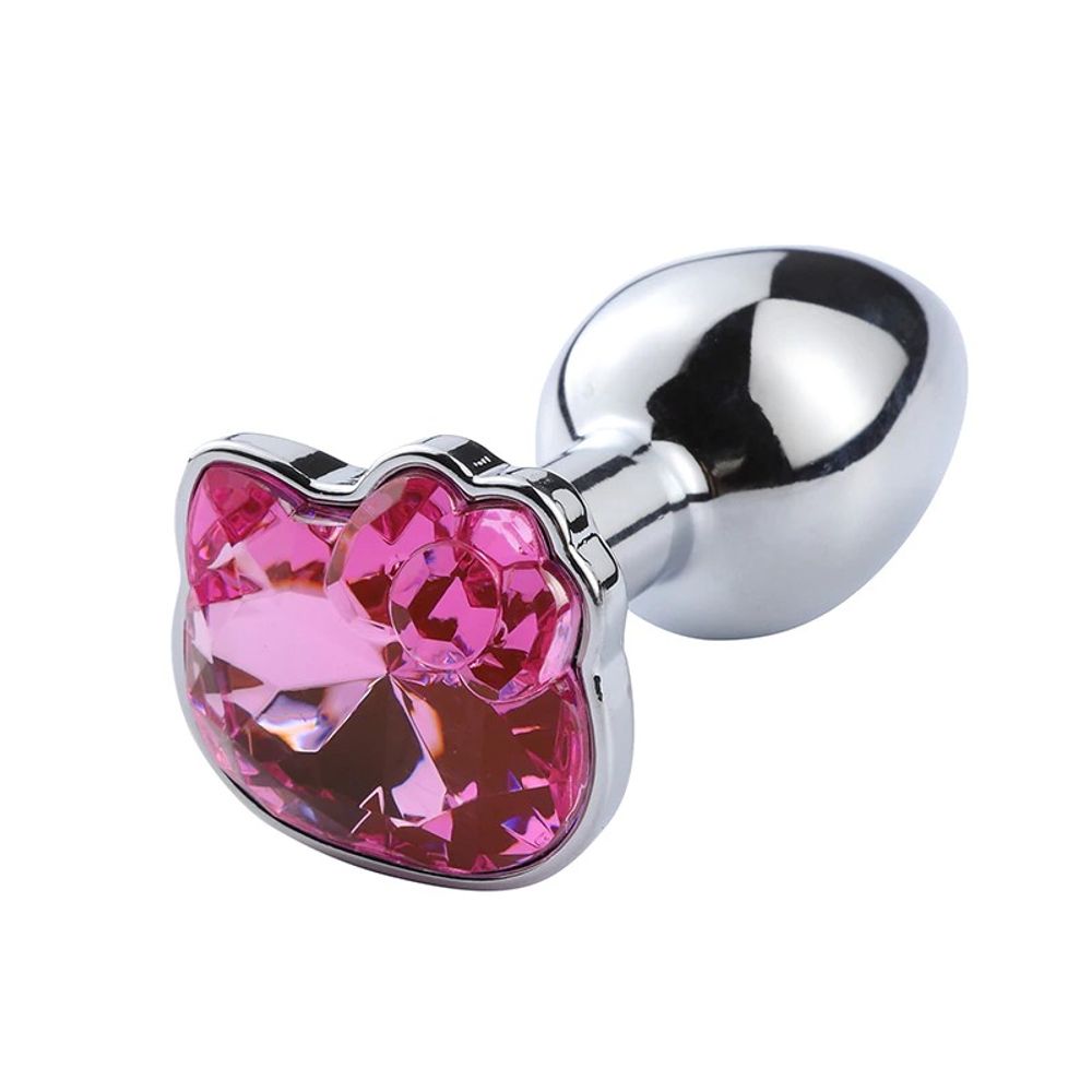 Plug Anal Em Metal Com Joia Na Base Hello Kitty Tam.P 6,5 X 2,5 Cm
