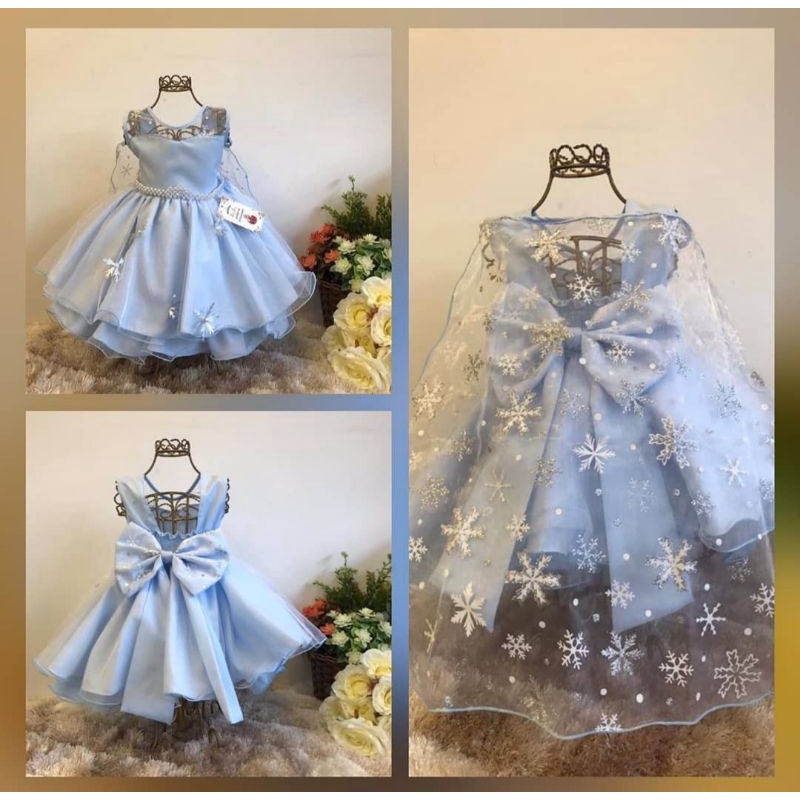 Vestido Frozen Elsa Azul Serenity Infantil Festa Capa