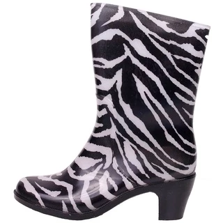 Galocha Bota Feminina Impermeavel HK02 Zebra com Salto Gasf