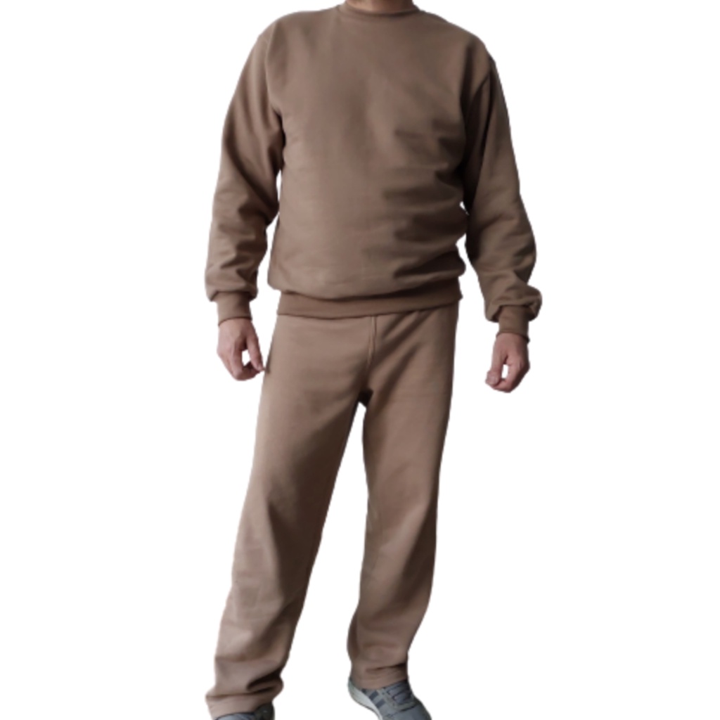 Conjunto Moletom CDP Uniforme Presídio Padrão Preso Penitenciária Cadeia Bege Caqui Blusão E Calça