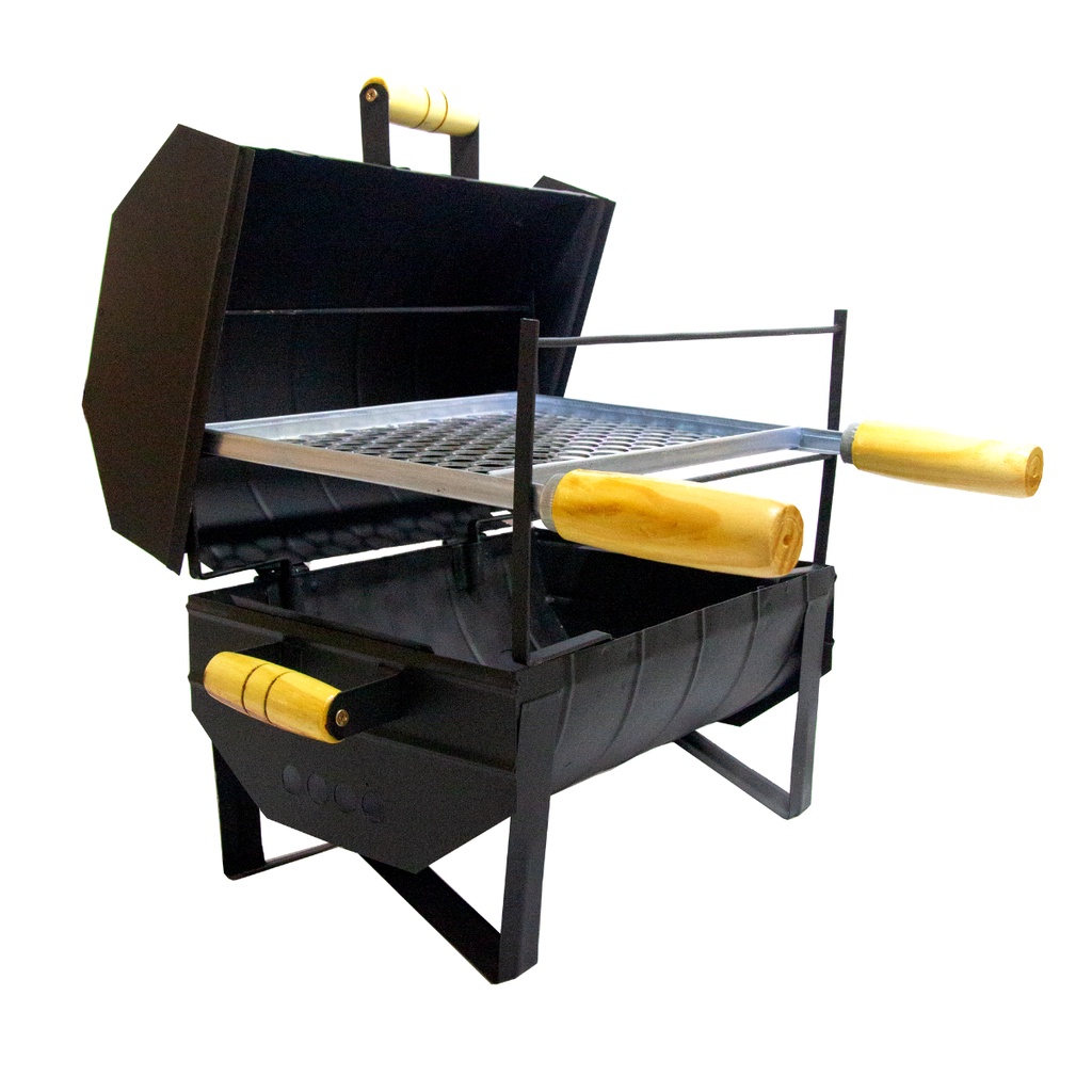 churrasqueira bafinho portátil a carvão com grelha de mesa