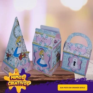 Kit 30 Caixas Alice no Pais das Maravilhas Cute Personalizadas com nome e idade do aniversariante - Envio em 72 horas úteis