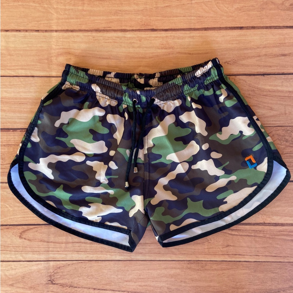 Shorts Bermuda Tactel Confortável Praia Academia Camuflado Feminino