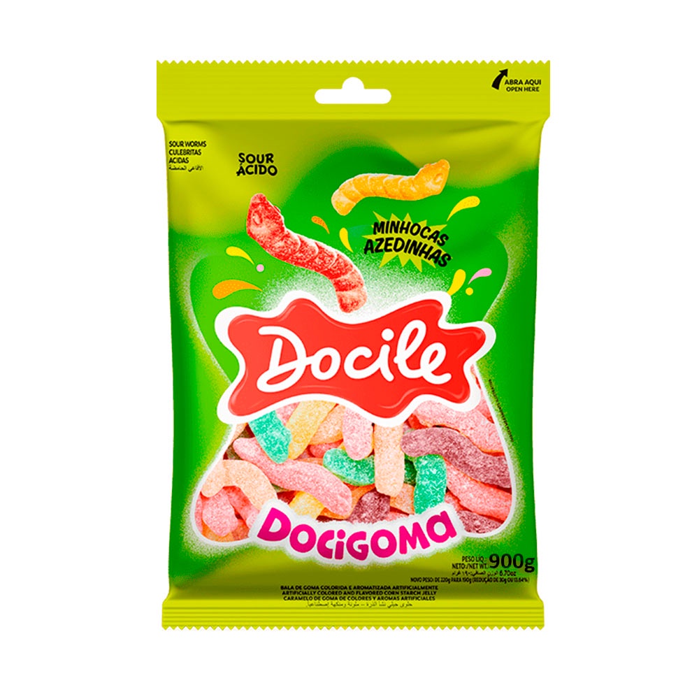 Bala Minhocas Azedinhas 900g - Docile