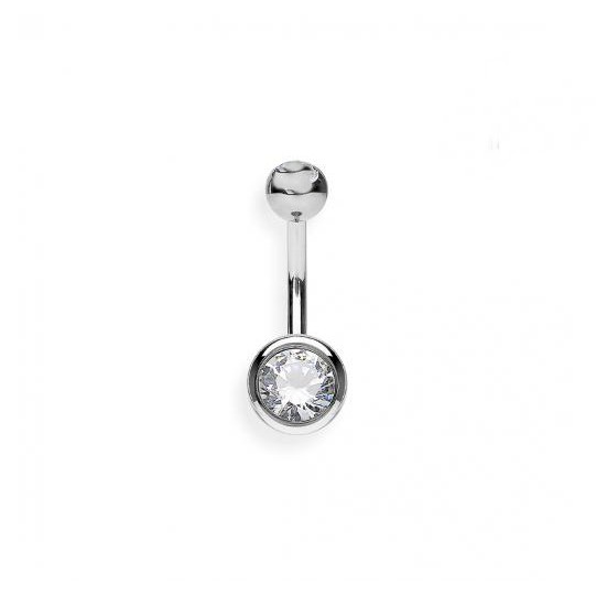 Piercing Umbigo Aço Cirúrgico Bolinha Zircônia G