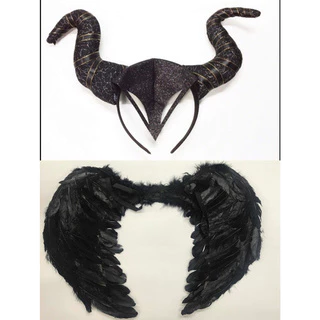 Kit Fantasia Tiara E Asa Malevola em Oferta na Shopee