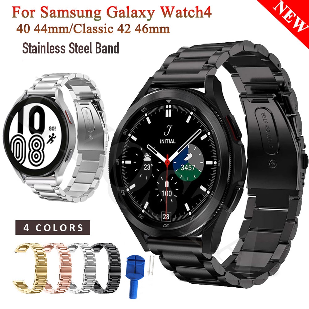 Pulseira De Metal Cinta Para Samsung Galaxy Watch4 Clássico 46 42mm  Smartwatch Esporte Pulseira De Aço Inoxidável Relógio Galáxia 4 44 40mm