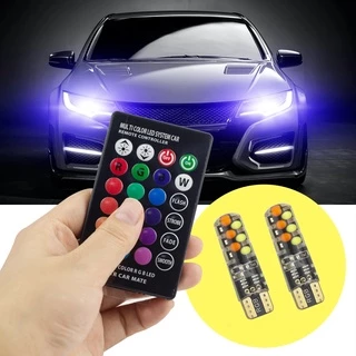 2 Pçs RGB T10 194 168 W5W LED Controle Remoto Cúpula Do Carro Luz De Leitura Automóveis Cunha Lâmpada Flash