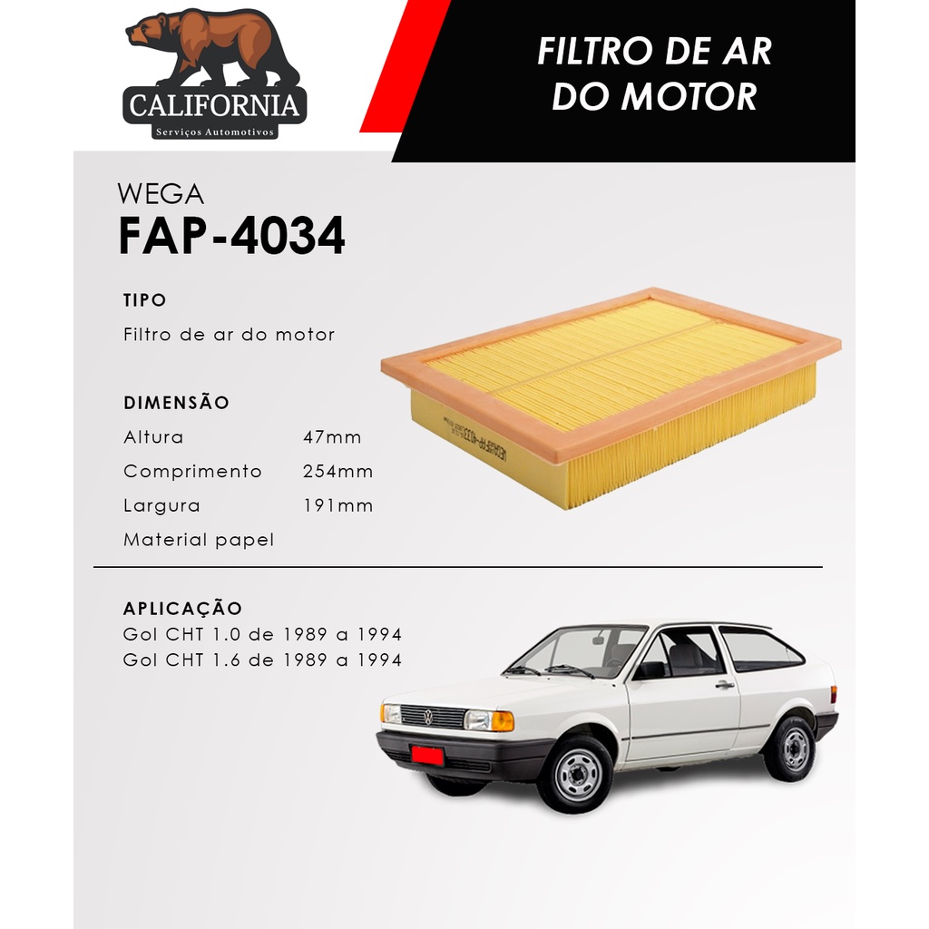 Filtro de Ar do Motor Gol Quadrado Shopee Brasil