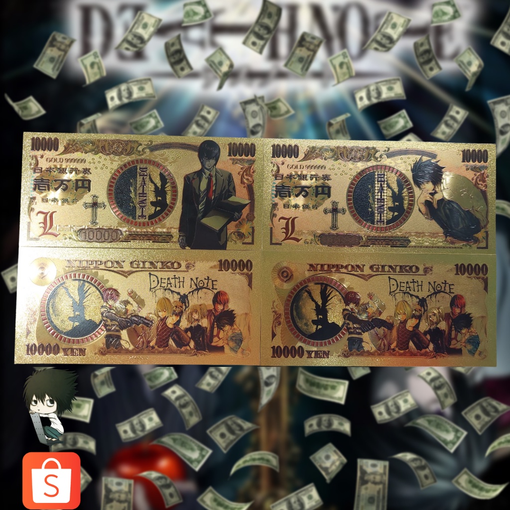 Cédula comemorativa anime Death Note 10.000 Yen Nippon Ginko Shopee Brasil