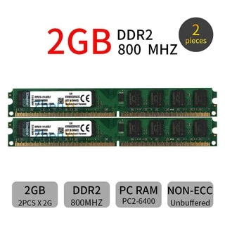 Computador Kingston RAM 2pcs 2gb ddr2 800MHz PC2-6400 Memória De Mesa PC DIMM