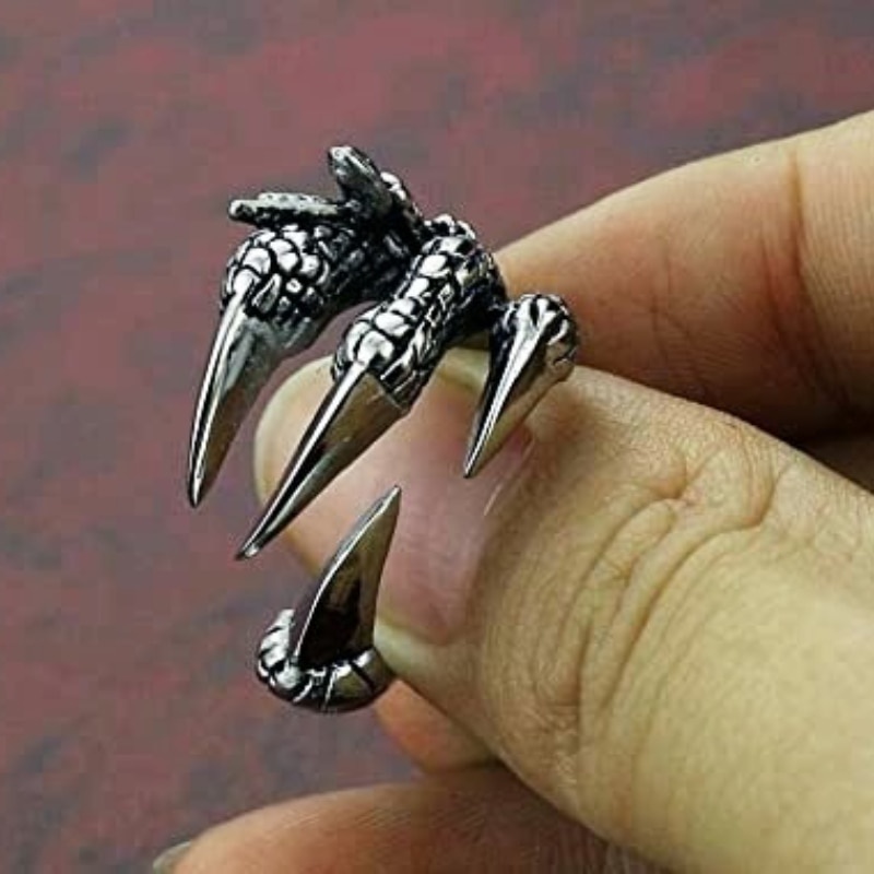 1 Pcs Titanium Aço Águia Garra De Dragão Halloween Crânio Anel Dos Homens Venda Quente Dominador Abertura Animal Rock Jóias