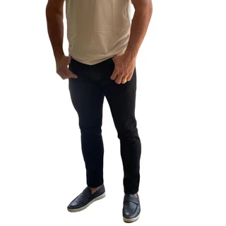 Calça de Sarja Alfaiataria para Homens PRETA, SLIM Sport Fino SKINNY Justa na Perna com Elastano