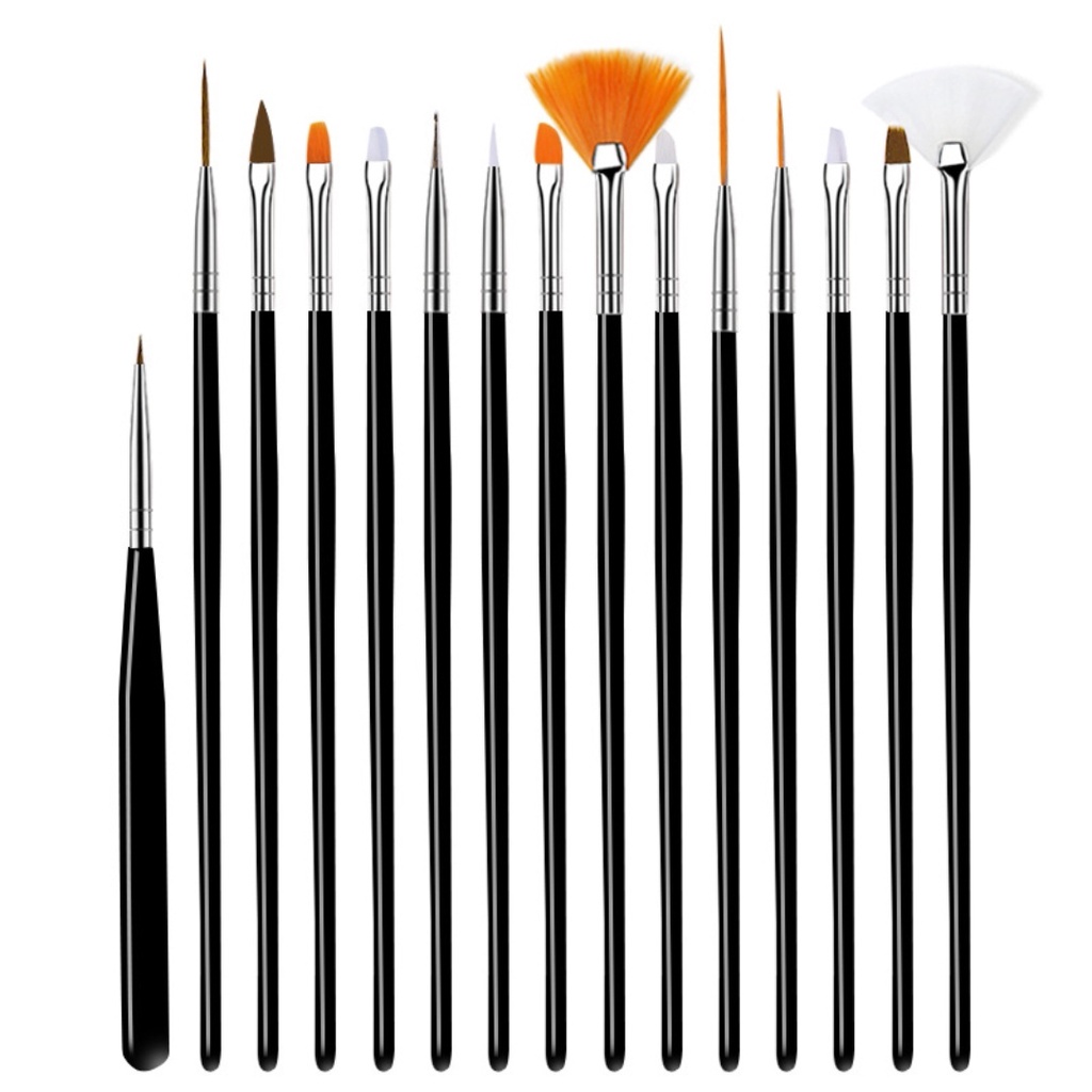 Kit 15 Pincéis Unhas Decoração Nail Art Profissional Pincel