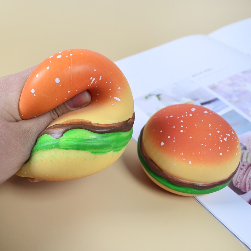 3D Burger Squishys Stress Relief Toy, Hamburger, descompressão, Squeeze Ball