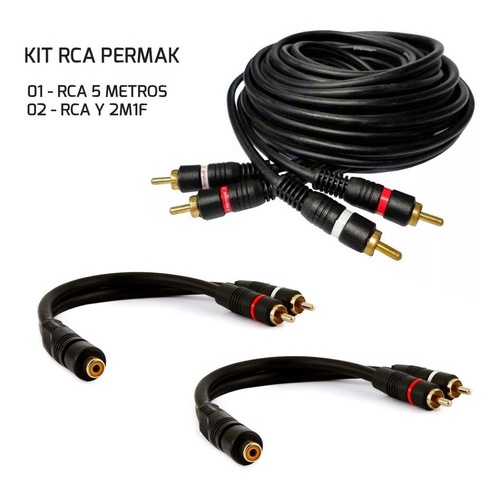 Kit Cabos Rca Permak Para Som Automotivo Audio E Video