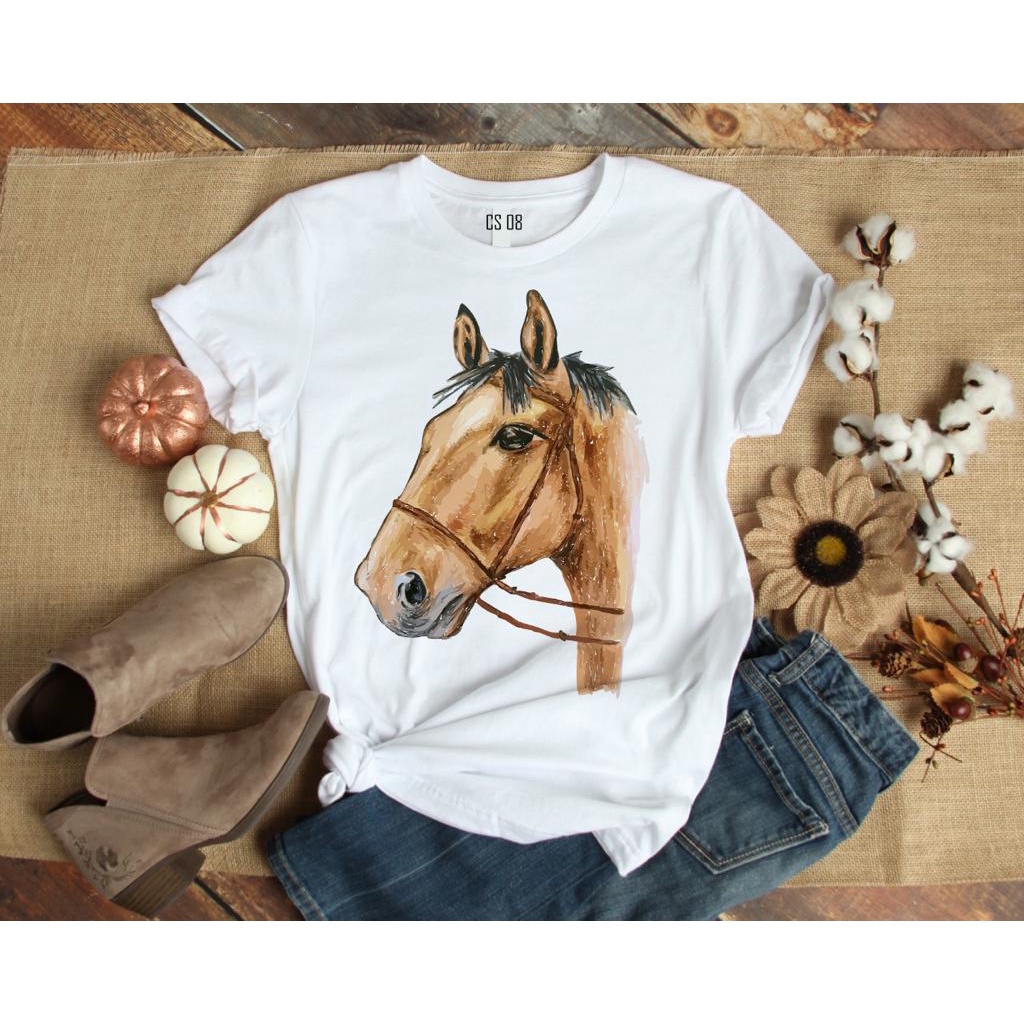 Camiseta Feminina Cavalo Marrom Frente Country Tshirt