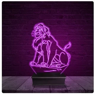 Luminária e Abajur Acrílico Led - Simba e Nala Rei Leão