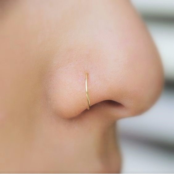 Anel de nariz de argola dupla de ouro minúsculo-anel de nariz espiral 20  calibre confortável nariz duplo piercing nariz fino aros (gold-filled) -  AliExpress