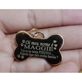 Plaquinha de Identificação DOURADA - para gatos e cachorros