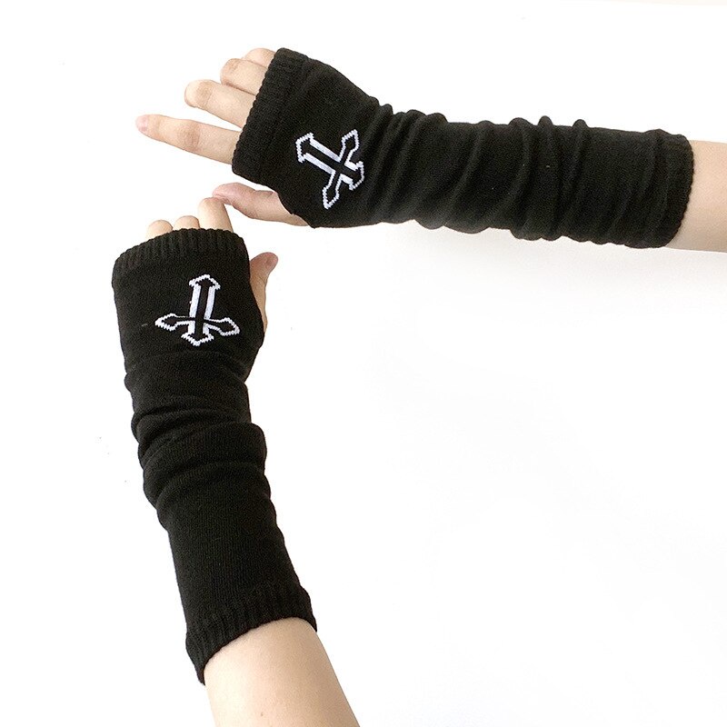 Punk EMO Style Streetwear Women Wrist Arm Warmer Knitted