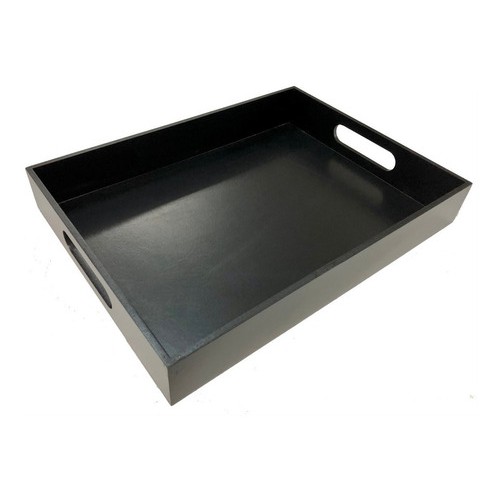 Bandeja Reta 40x30 Grande Preta Madeira Mdf