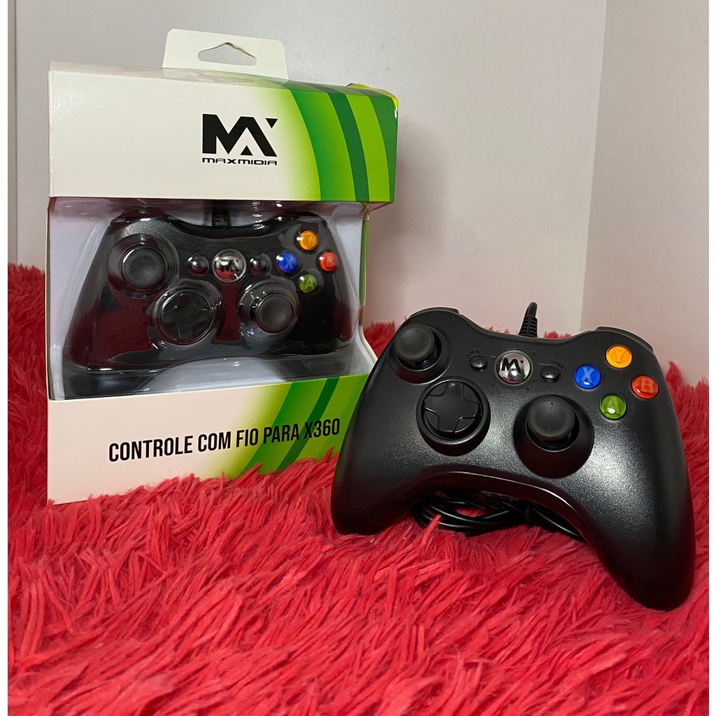 CONTROLE CONSOLE COM FIO SLIM FAT E PC PARA XBOX 360 JOYSTICK | Shopee ...