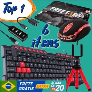 Kit Mobilador Gamer Completo Mouse Teclado Hub Otg Mouse Pad Tripé Para Free Fire, Ff, Cod Mobile, Pubg, Etc. em Oferta na Shopee
