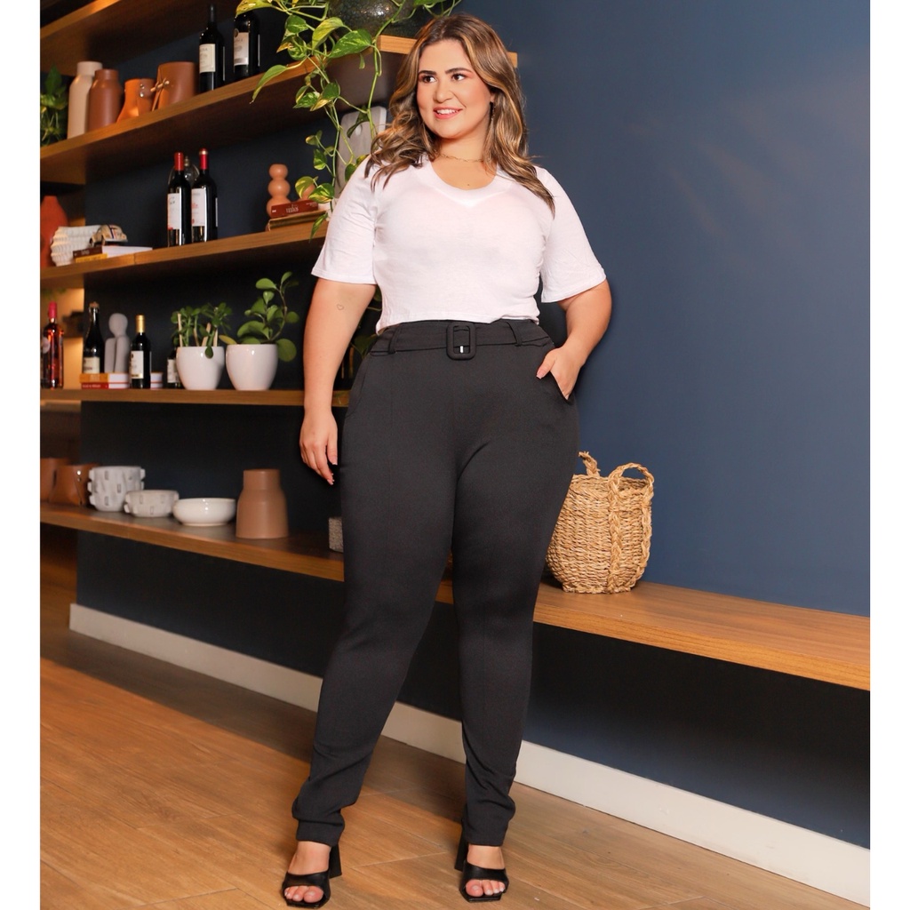 Calça Plus Size G1 a G3 Alfaiataria com Elastano Tendência Moda