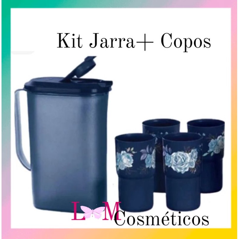 Kit Jarra Tupperware Copos Ilumina Azul Shopee Brasil