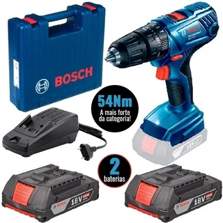 Furadeira e Parafusadeira 18V com Impacto GSB 180-LI 54Nm com 2 Baterias 2,0Ah e Maleta BOSCH
