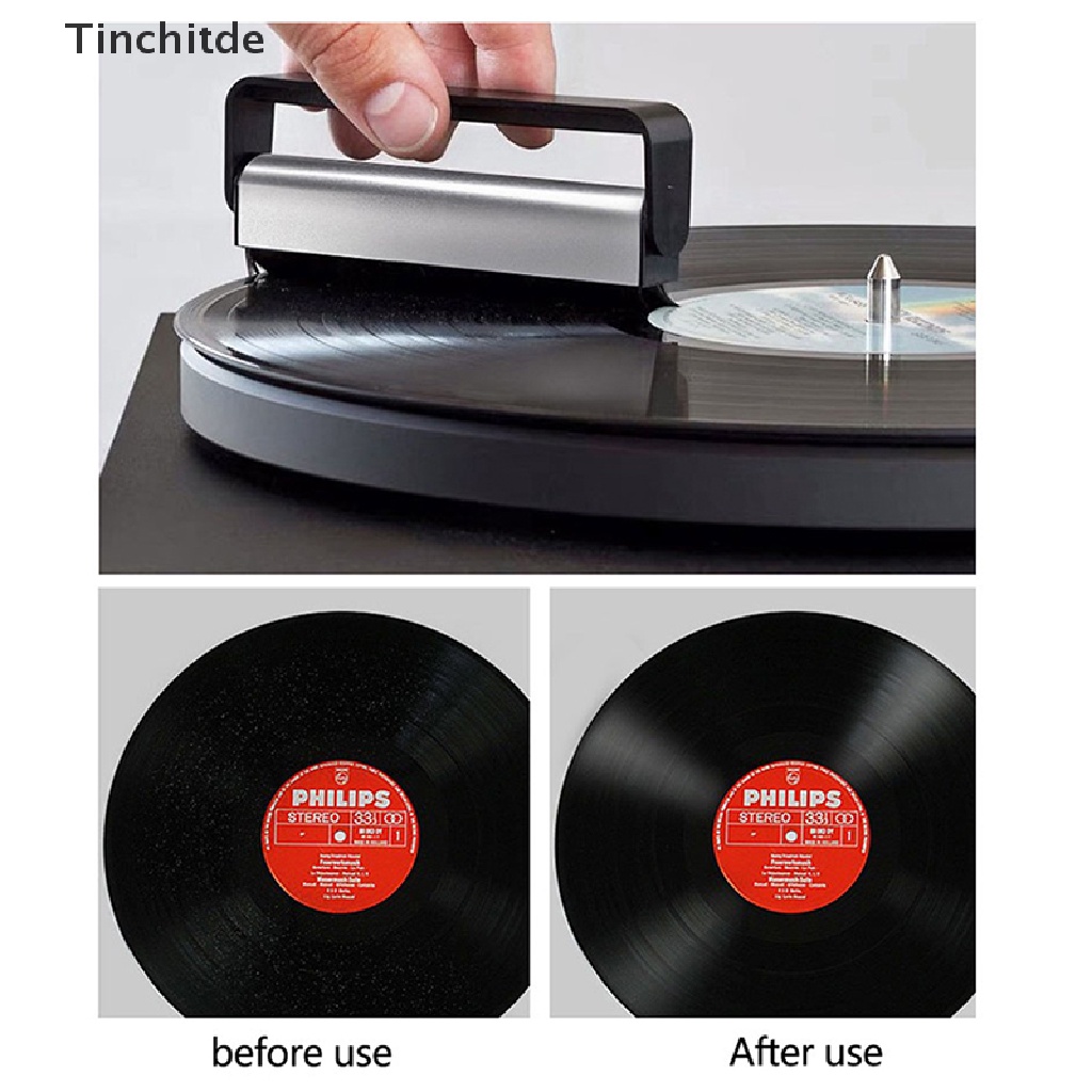 Escova De Limpeza De Disko De Vinil Anti-Estica De Fibra De Carbono/LP Record Giratória