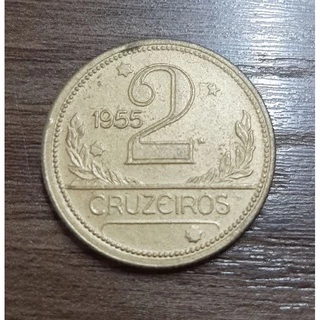 linda moeda de 2 cruzeiros Reverso mapa do Brasil.