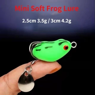 2.5cm/3cm Umpan Casting Katak Mini Isca De Sapo Macio Ganchos Duplos Top Raio De Água Pesca Artificial