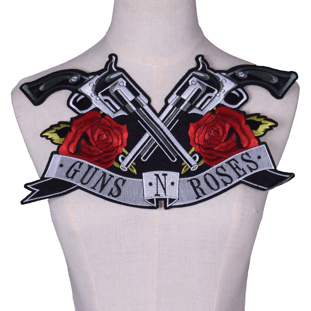 Guns N Roses Música Rock Band Patch Bordado Ferro Em Apoio Para Jaqueta Design Personalizado DIY Tecido Twill Preto