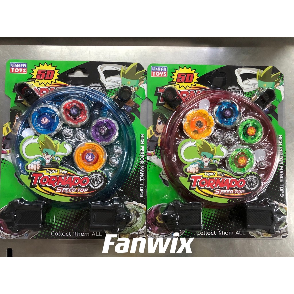 Kit Beyblade Metal 5D Brinquedo 4 Peões Led Toys