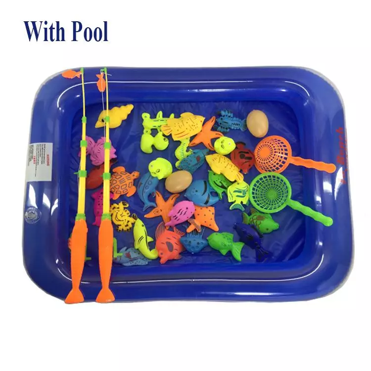 40pcs/Set E Piscina Insuflável Conjunto De Brinquedos De Pesca Magnéticos De Vara Para Crianças Modelo Ao Ar Livre
