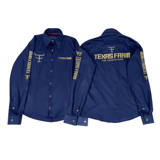 Camisa Feminina Texas Farm Para Competição Azul Marinho Country 100% Algodão