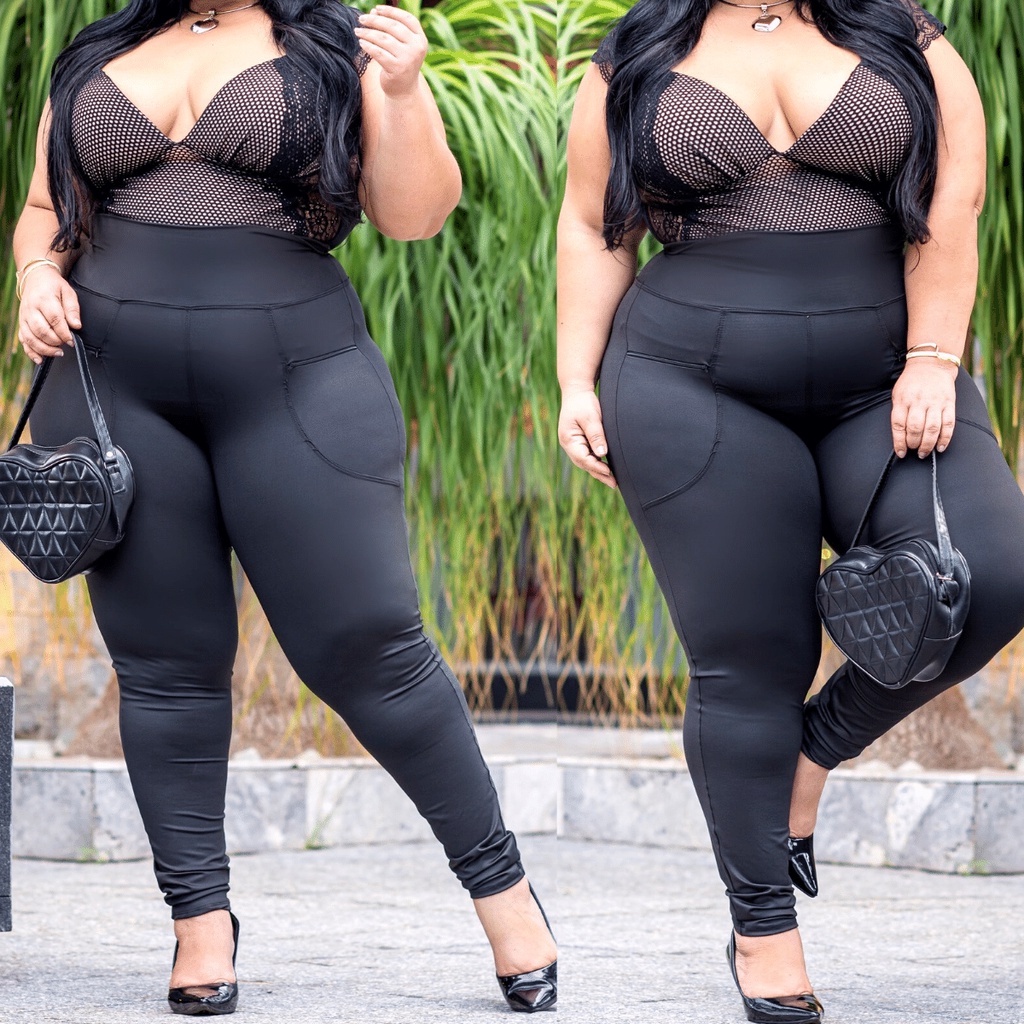 Calça Legging Plus Size Feminina Cintura Alta Grossa Fitness e