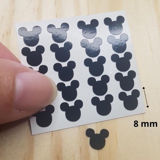 100 pçs Mini Adesivos Vinil Cabeça Minnie Mickey 8mm | Decoração | Resina | Preto