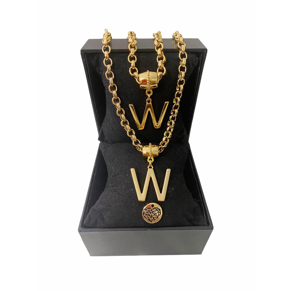 Colar + Pulseira Elo Português Grosso 6mm Letra 