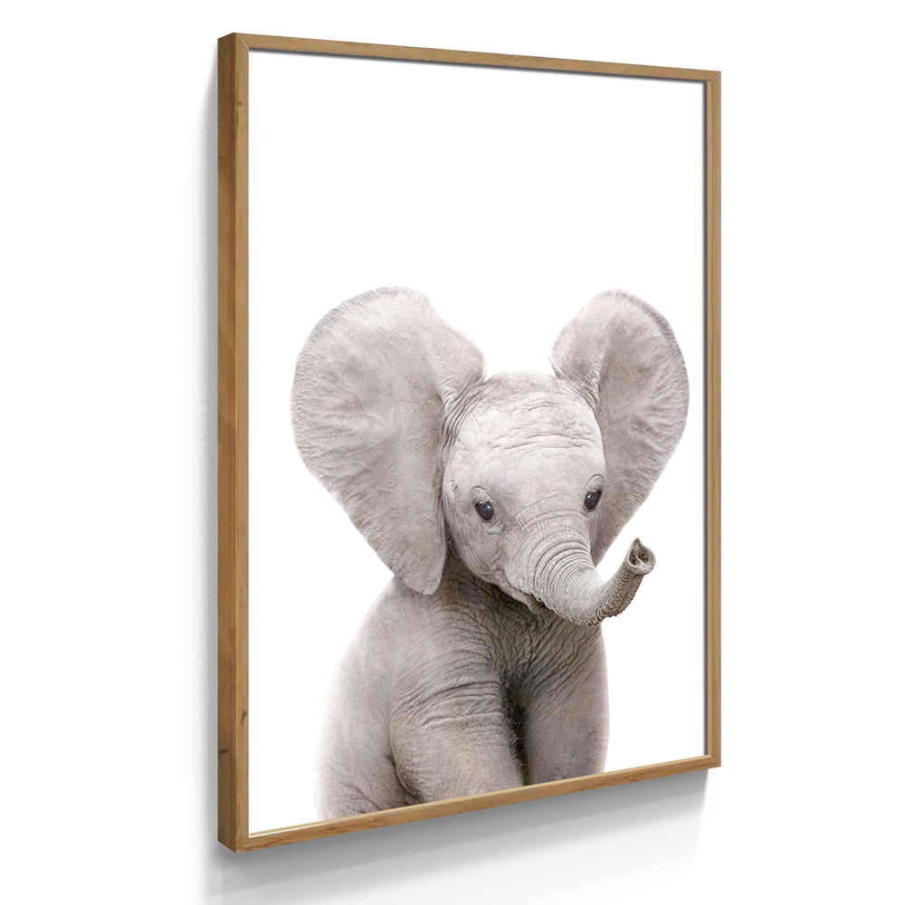 Quadro Decorativo Bebê Elefante Filhote Infantil Para Criança Kids  Elefantinho Bebê Individual A3